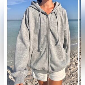 Brandy Melville Grey Zip Up Hoodie